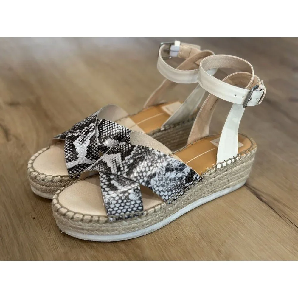 Dolce Vita Women’s Stella Ivory Snake‎ Print Sandal Size 9.5